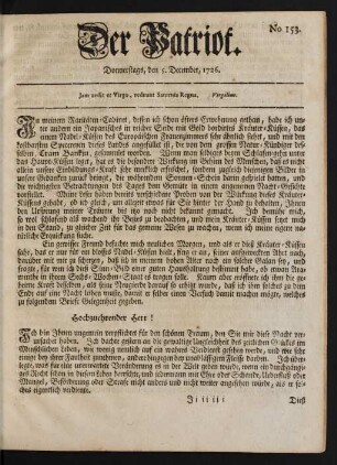 No. 153. Donnerstags, den 5. December 1726