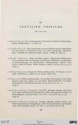 VI. Textilien. Teppiche 8Nr. 114-124)