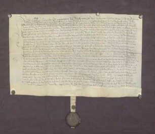 Gültbrief von Einwohnern, der Stadt Ladenburg und der Dörfer Schriesheim, Lützelsachsen, Heddesheim, Käfertal, Neckarhausen und Ilvesheim gegenüber der St. Sebastians-Kirche in Ladenburg.