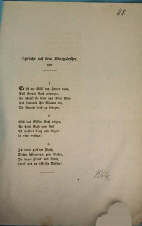 Sprüche auf dem Königsbecher 1857