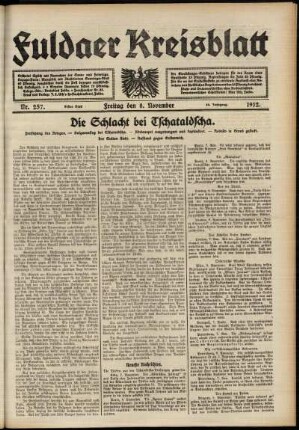 Erste Ausgabe vom Freitag, den 08. November 1912.