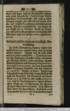 Antwort auf die neun und dreyßigste Betrachtung