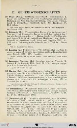 12. Geheimwissenschaften (Nr. 343-353)