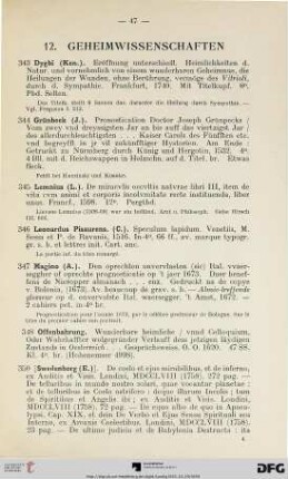 12. Geheimwissenschaften (Nr. 343-353)