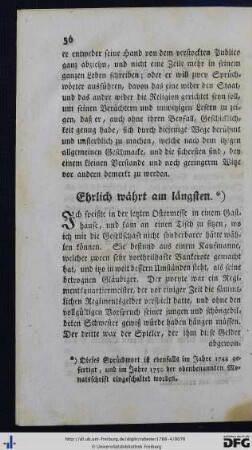 Ehrlich währt am längsten; nebst einem Vorberichte.