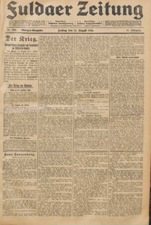 Ausgabe vom Freitag, den 14. August 1914.