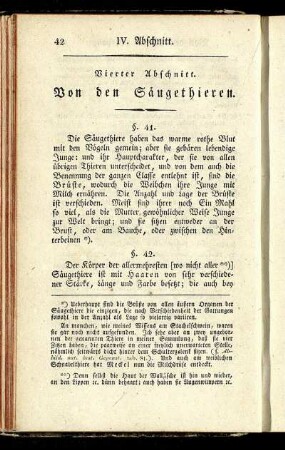 Vierter Abschnitt. Von den Säugethieren
