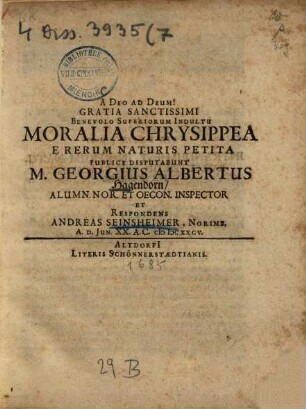 Moralia Chrysippea e rerum naturis petita