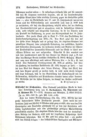 274-277 [Rezension] Bibliothek der Kirchenväter, Bd. VI - XIII