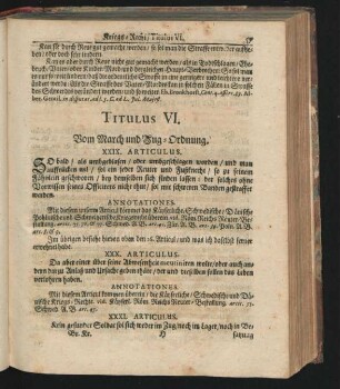 Titulus VI. Vom March und Zug-Ordnung.