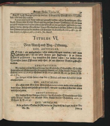 Titulus VI. Vom March und Zug-Ordnung.
