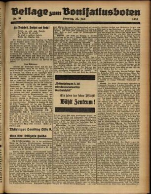 Zweite Ausgabe vom Sonntag, den 31. Juli 1932.