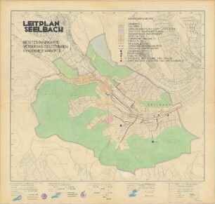 Leitplan Seelbach. Besitzstandkarte, Versorgungsleitungen, Gewerbestandorte.