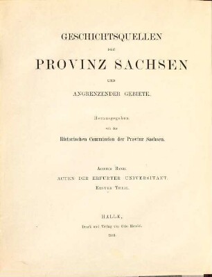 Acten der Erfurter Universität, 1. Päpstliche Stiftungsbullen, Statuten von 1447, Allgemeine Studentenmatrikel, erste Hälfte (1392 - 1492)