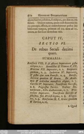 Sectio VI. De rebus Seculi decimi quarti.
