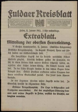 Zweite Ausgabe vom Montag, den 11. Januar 1915.