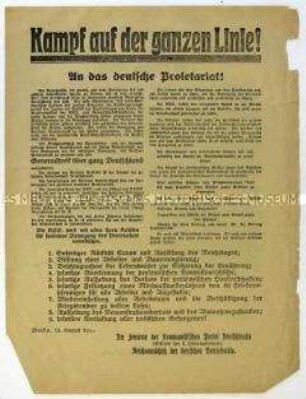 Aufruf der KPD und des Reichsausschusses der deutschen Betriebsräte zum Generalstreik