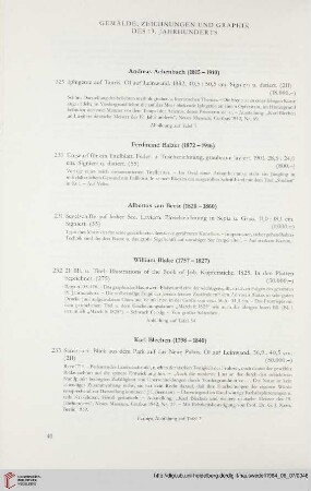 Gemälde, Zeichnungen und Graphik des 19. Jahrhunderts (Nr. 229-330)