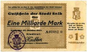 Geldschein / Notgeld, 1 Milliarde Mark, 26.10.1923