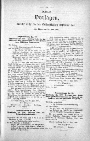Vorlagen welche nicht für die Oeffentlichkeit bestimmt sind., 26. Juni 1901