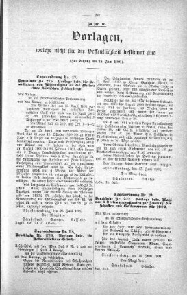 Vorlagen welche nicht für die Oeffentlichkeit bestimmt sind., 26. Juni 1901