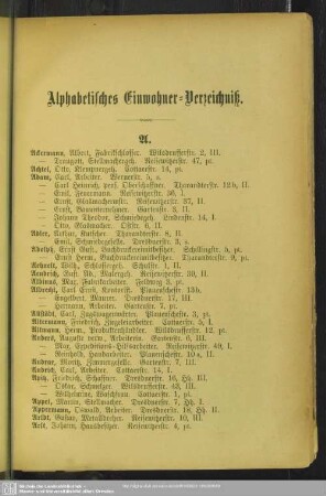 Einwohnerverzeichnis : Alphabetisches Einwohner-Verzeichniß