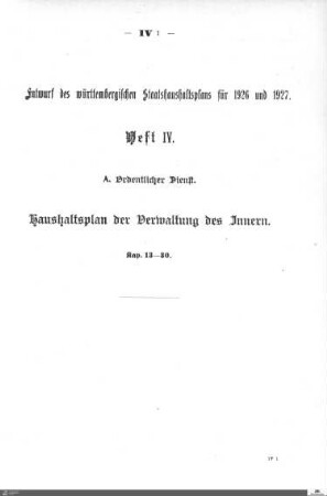 Staatshaushaltsplan 1926-1927, Heft 4