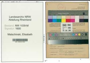 Entnazifizierung Elisabeth Matschinski , geb. 11.07.1901 (Fuersorgerin)