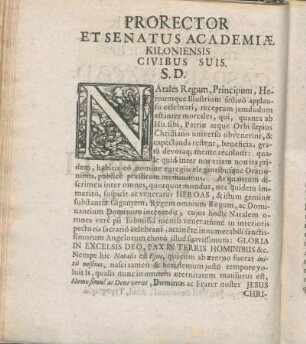 Prorector Et Senatus Academiæ Kiloniensis Civibus Suis. S. D.
