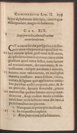 Cap. XIX. Scopi pro recta administratione cucurbitularum.