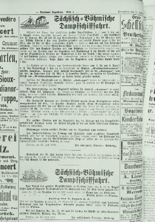 Sächsisch-Böhmische Dampfschifffahrt. 2 Mitteilungen über Fahrplanänderungen : Sächs. -Böhm. Dampfschifffahrt, Fahrplanänderung 1886