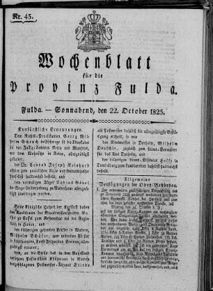Nr. 43, Ausgabe vom 22. Oktober 1825