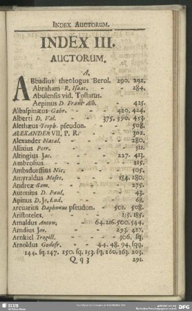 Index III. Auctorum