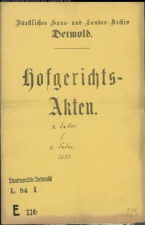 von Exter, Christoph gegen Johann von Exter zu Pottenhausen - Schuldforderung