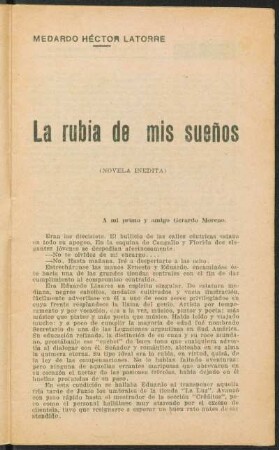 La rubia de mis sueños : novela inédita
