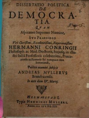 Dissertatio Politica De Democratia
