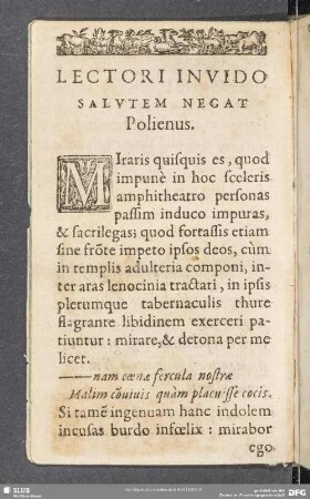 Lectori Invido Salutem Negat Polienus