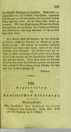 Repertorium der Lausitzischen Literatur
