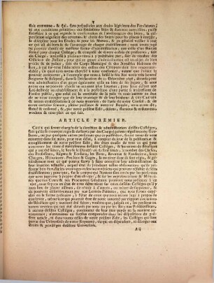 Edit Du Roi, Portant Réglement pour les Collèges qui ne dépendent pas des Universités : Donnée à Versailles au mois de Fevrier 1763