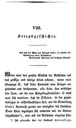 VIII. Kriegsgeschichte.