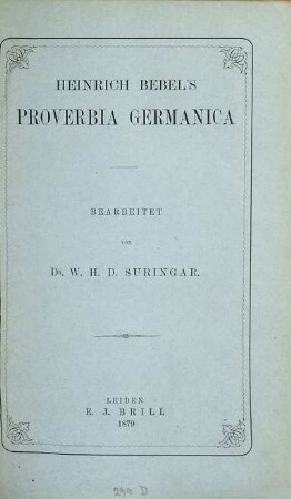 Heinrich Bebel's proverbia germanica