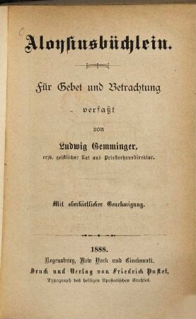 Aloysiusbüchlein : für Gebet und Betrachtung