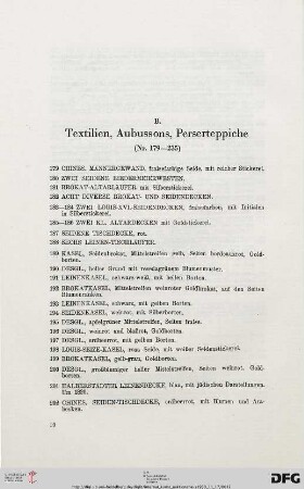 B. Textilien, Aubussons, Perserteppiche (Nr. 179-235)