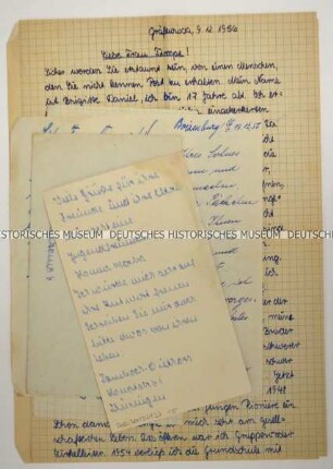 Serie von 5 Briefen verschiedener Absender aus der DDR an den Journalisten Walter Timpe und seine Mutter zu seiner Haft in der JVA Wolfenbüttel
