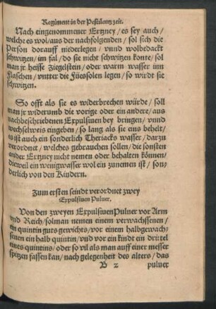 Zum ersten seindt verordnet zwey Expulsiven Pulver.