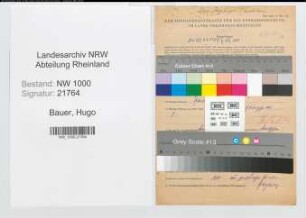 Entnazifizierung Hugo Bauer, geb. 28.02.1906 (Lademeister)