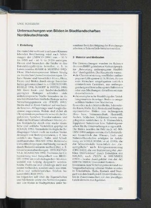 Untersuchungen von Böden in Stadtlandschaften Norddeutschlands