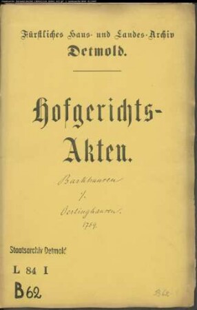Barkhausen, Kanzleirat zu Niederbarkhausen gegen die Eingesessenen zu Oerlinghausen