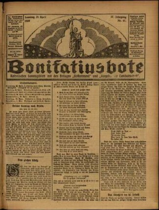 Erste Ausgabe vom Sonntag, den 25. April 1920.