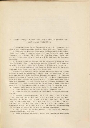 Bibliographische Uebersicht über Georg Waitz' Werke, Abhandlungen, Ausgaben, kleine kritische und publicistische Arbeiten